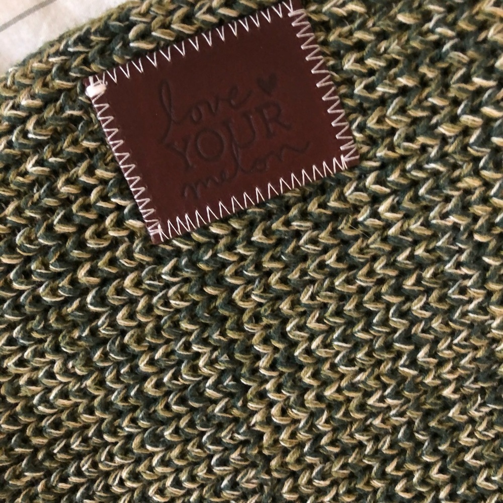 Olive green and brown infinity scarf